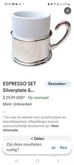 Espresso set silverplated porselain, Antiquités & Art, Antiquités | Services (vaisselle) complet, Enlèvement ou Envoi