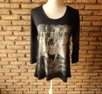 -127- blouse femme t.M noire argentée - yessica -, Comme neuf, Yessica, Noir, Taille 38/40 (M)