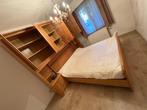 grenenhouten bed met kasten boven bed, Ophalen, Gebruikt, Bruin, Tweepersoons