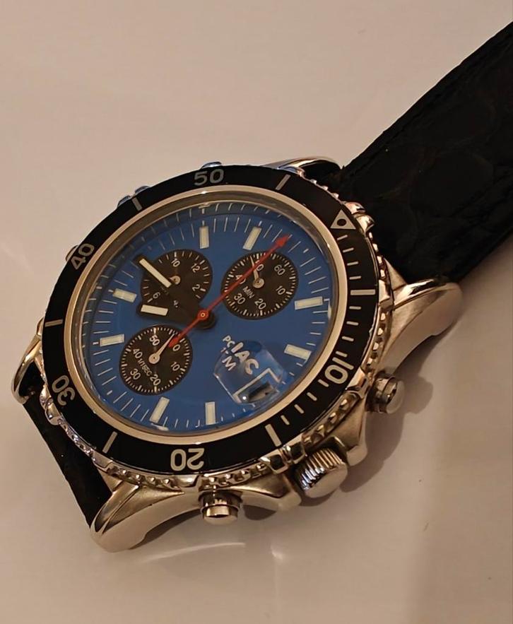Pontiac chronograaf, Handtassen en Accessoires, Horloges | Heren, Zo goed als nieuw, Staal, Staal, Ophalen of Verzenden
