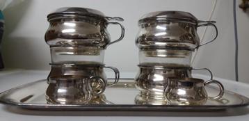 Ensemble de tasses de café en métal argenté avec filtre, Enlèvement