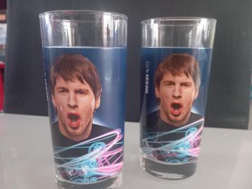 2x glas Lionel Messi Pepsi Voetbal FC Barcelona Frisdrank beschikbaar voor biedingen