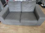 Tweezitsbank, Echt dik leer, grijze kleur, Huis en Inrichting, Ophalen, Gebruikt, Tweepersoons, Minder dan 150 cm