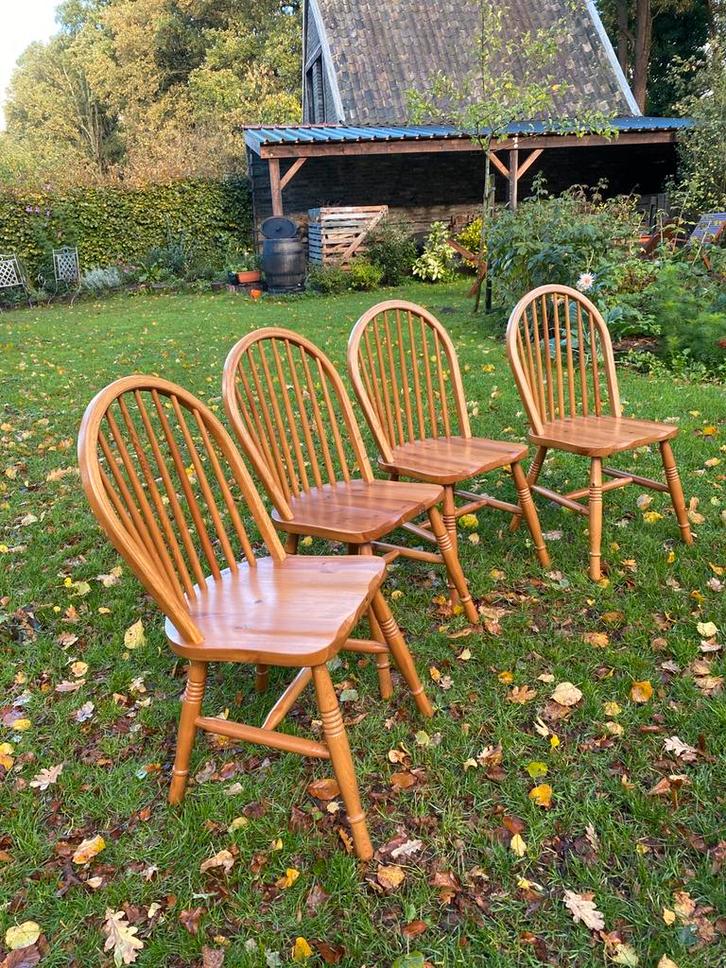 4 windsorstoelen eiken landelijke eetkamerstoelen, Antiek en Kunst, Antiek | Meubels | Stoelen en Sofa's, Ophalen