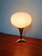Scandinavische tafellamp in teakhout, gesatineerd glas, 1960, Antiek en Kunst, Ophalen of Verzenden