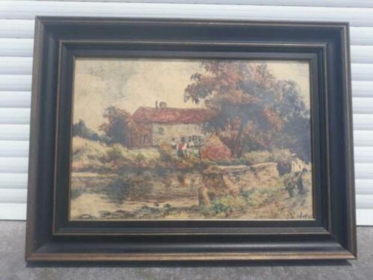 technique mixte signe albert dandoy, Antiek en Kunst, Kunst | Schilderijen | Klassiek, Ophalen of Verzenden