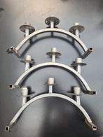 3 x bougeoirs, Gebruikt, Ophalen of Verzenden, Metaal, Grijs