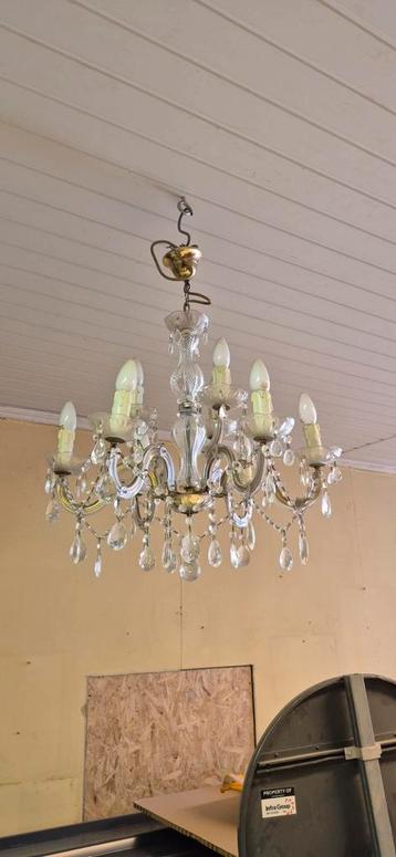 Lustre ancien2 niveaux à 9 branches avec pampilles beschikbaar voor biedingen