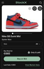 Nike Sb Dunk Mid Spider Man 10,5/44, Kleding | Heren, Ophalen, Zo goed als nieuw