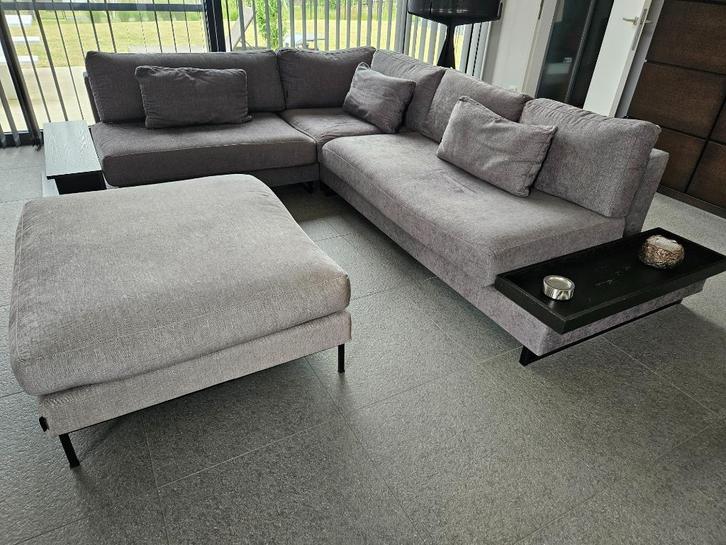 Hoeksalon in stof Dôme Déco, Huis en Inrichting, Zetels | Complete zithoeken, Zo goed als nieuw, Metaal, Stof, Ophalen