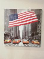 Cadre Drapeau Taxis New-York 50X50, Maison & Meubles, Comme neuf, Bois, Enlèvement ou Envoi, 50 à 75 cm