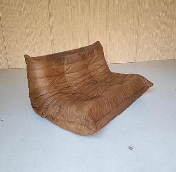 Cognac Heavy used Togo michel ducaroy Ligne Roset 1970s beschikbaar voor biedingen