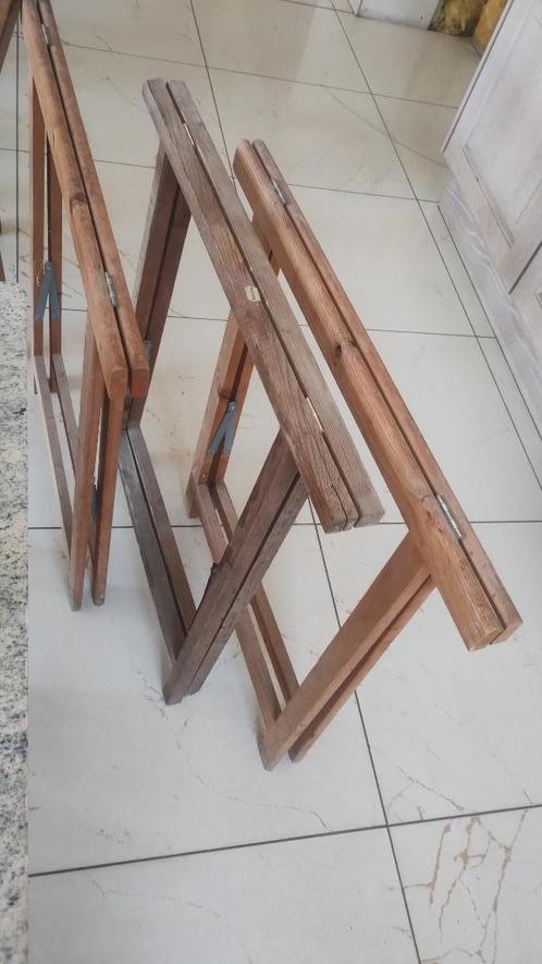 3 opvouwbare houten schragen 75 x 75, Doe-het-zelf en Bouw, Werkbanken, Gebruikt, 70 tot 120 cm, Ophalen