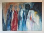Groot schilderij 100x140 verf op doek kleurrijk gesigneerd, Ophalen of Verzenden