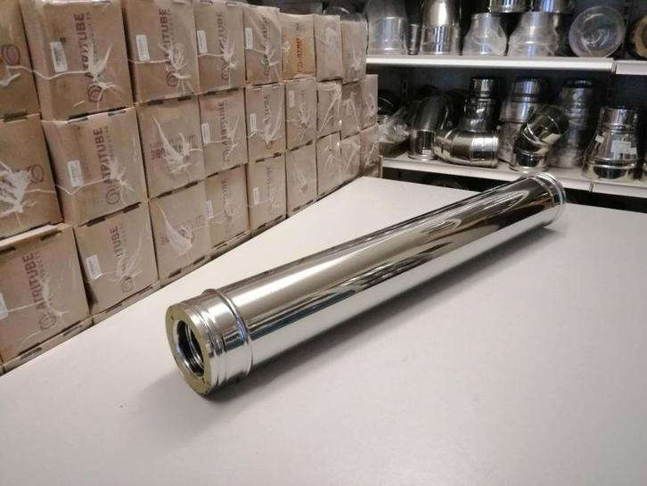 Dubbelwandige inox buis 80/130, Doe-het-zelf en Bouw, Buizen en Afvoer, Nieuw, Rechte buis, Inox, Minder dan 2 meter, 80 mm of meer