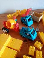 Abrick : 2 wagens betonmolen schop poppetjes + 30 blokken, Enlèvement ou Envoi, Comme neuf, Abrick