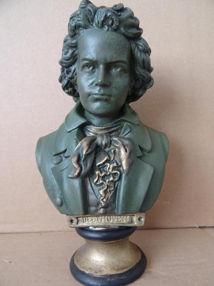 Curiosa vintage beeld Beethoven borstbeeld Beethoven 23cm, Verzamelen, Beelden en Beeldjes, Zo goed als nieuw, Mens, Ophalen of Verzenden