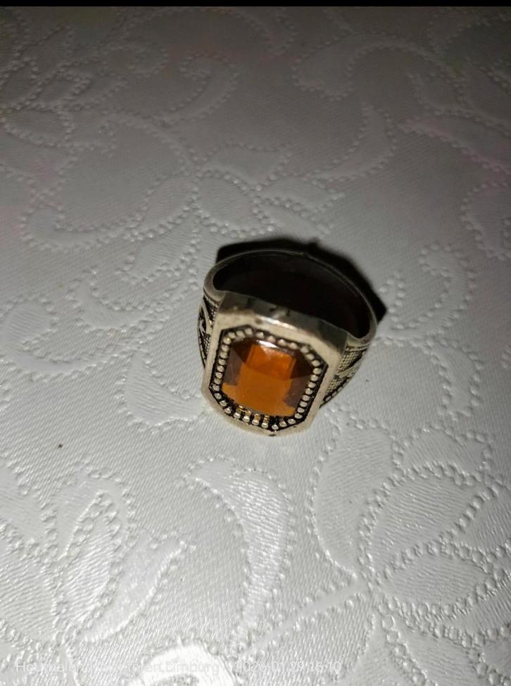 Ring RVS met Steen – Binnenmaat 20 mm, Bijoux, Sacs & Beauté, Bagues, Enlèvement ou Envoi