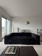Vintage zwarte velvet zetel, 3 zit, Huis en Inrichting, Ophalen, Zo goed als nieuw