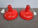 Duo oude vintage design industriële emaille lamp, Antiek en Kunst, Ophalen of Verzenden