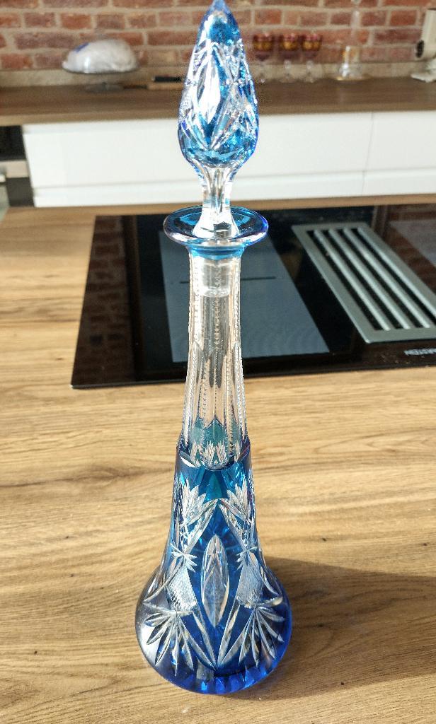 Val Saint Lambert Eiffel Marquise blauwe likeurkaraf, Antiek en Kunst, Antiek | Glaswerk en Kristal, Ophalen of Verzenden