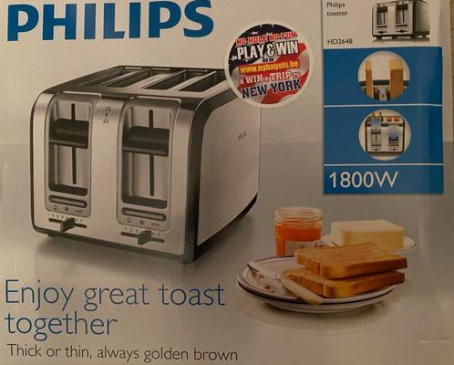 PHILIPS TOASTER HD2648 neuf - 80 Eur, Electroménager, Grille-pain, Neuf, Ramasse-miettes amovible, Enlèvement