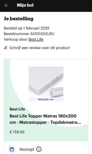 Matelas Best Life Topper 180 x 200 cm 8 cm, Enlèvement ou Envoi, Comme neuf, Matelas