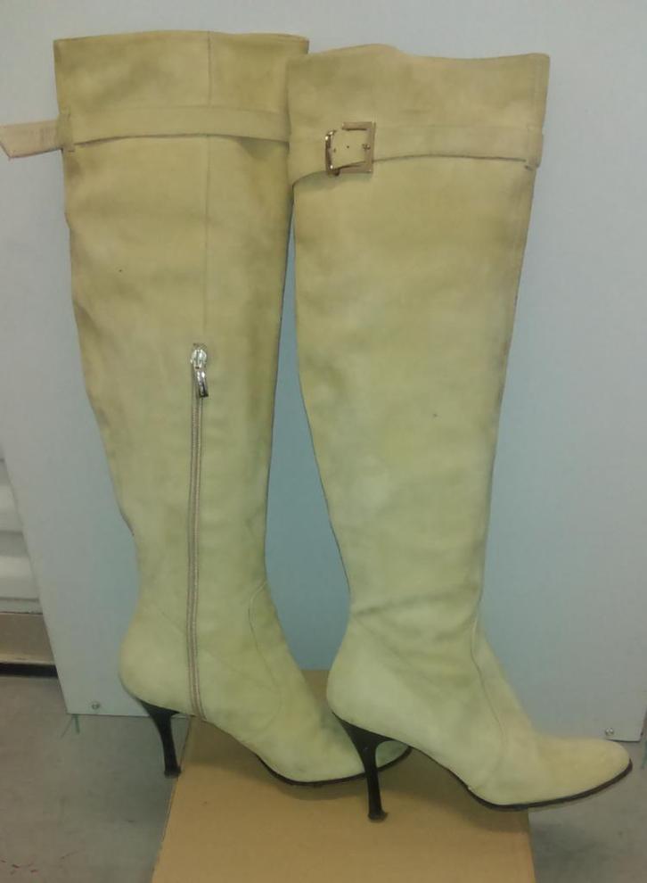 638* prachtige beige leren laarzen/waadpakken (37), Kleding | Dames, Schoenen, Gedragen, Verzenden