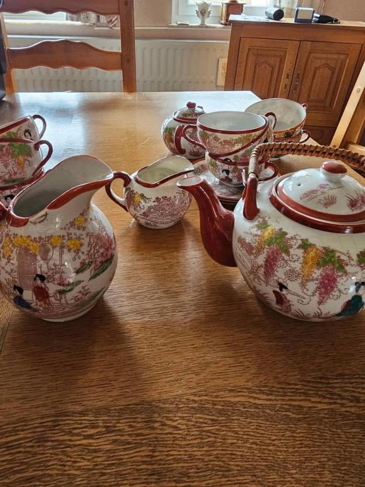 Service à thé/café japonais – décor geishas et fleurs, Antiek en Kunst, Antiek | Servies compleet, Ophalen