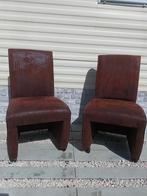 2 chaises en nubuck marron, Maison & Meubles, Chaises, Comme neuf, Enlèvement ou Envoi
