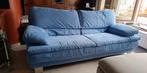 Canapé 3 places en tissu Alcantara bleu., 150 à 200 cm, Comme neuf, Banc droit, Classique