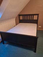 Lit double 140200 Hemnes noir avec matelas mi-ferme, Huis en Inrichting, Slaapkamer | Bedden, Ophalen, Gebruikt, Zwart, Tweepersoons