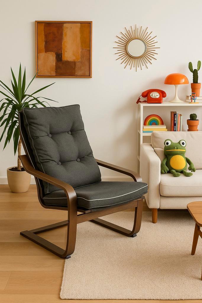 Poang Ikea schommelstoel, Huis en Inrichting, Stoelen, Zo goed als nieuw, Hout, Stof, Ophalen