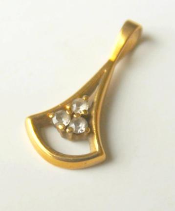 Gouden hanger, vintage art déco 18 kt goud + diamantjes beschikbaar voor biedingen