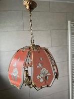 Vintage messing Hollywood regency hanglamp, Ophalen, Gebruikt, Glas, Hollywood regency
