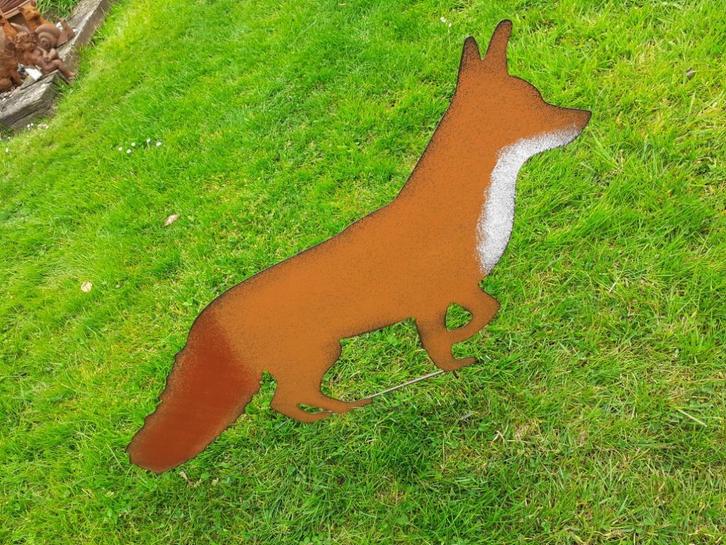 PRACHTIGE VOS IN GEPATINEERD METAAL, Tuin en Terras, Tuinstekers, Nieuw, Ophalen