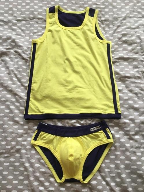 Griekse slip/tanktop dubbelzijdig - merk Modus Vivendi - L, Kleding | Heren, Ondergoed, Slip, Geel, Verzenden