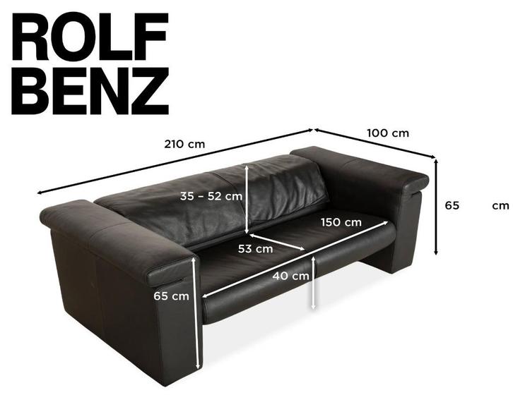 GRATIS Rolf Benz Creation 6800 2,5-zit vintage lederen bank, Huis en Inrichting, Zetels | Zetels, Gebruikt, Rechte bank, Driepersoons