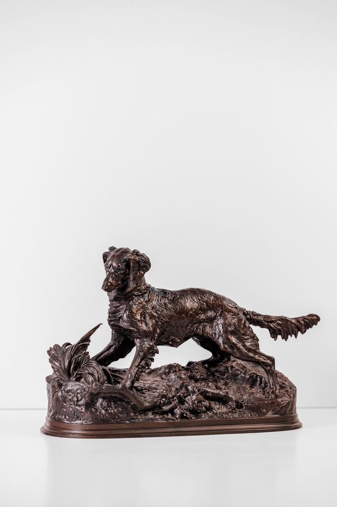 Bronze PJ Mène Épagneul à la feuille, Collections, Statues & Figurines, Comme neuf, Animal, Enlèvement