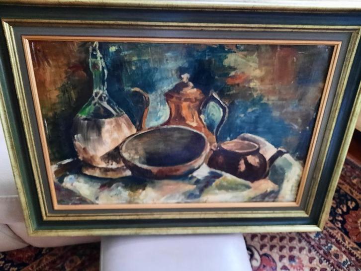 stilleven in olieverf op doek, Huis en Inrichting, Woonaccessoires | Schilderijen, Tekeningen en Foto's, Zo goed als nieuw, Schilderij