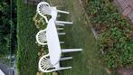Te koop. Tuin tafel met 3 stoelen pvc. Wit., Ophalen, Gebruikt
