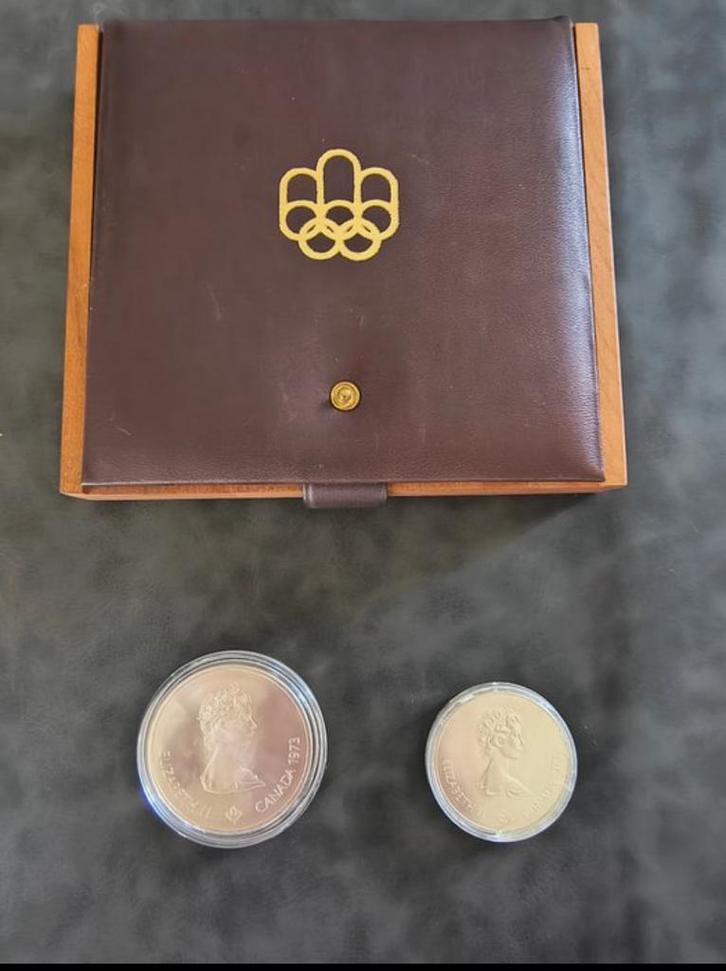 Canada 5 en 10 dollar 1973/ olympiade montreal 1976, Postzegels en Munten, Munten | Nederland, Zilver, Ophalen of Verzenden