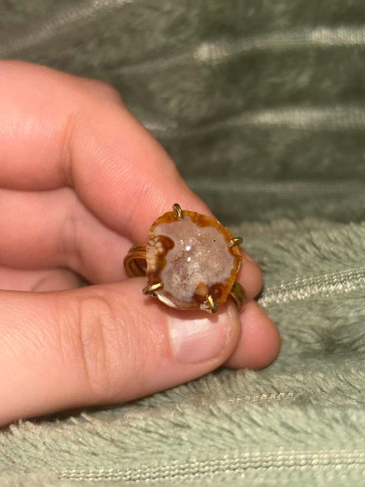 Geode ring, Bijoux, Sacs & Beauté, Bagues, Comme neuf, Femme ou Homme, Brun, Or, Enlèvement