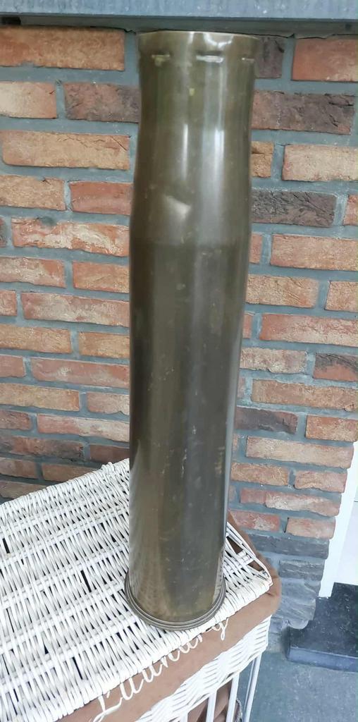 2 originele messing obus-hulzen – 90MM M19 (1944 & 1954), Verzamelen, Militaria | Tweede Wereldoorlog, Landmacht, Kunstobject