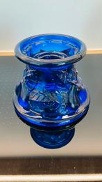 Cobalt blauw glas kandelaar fijne/dikke kaars of potje, Ophalen of Verzenden