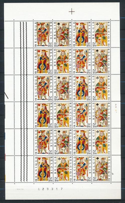 België OBP nrs. 1695-1698 Speelkaarten in volledig vel, Timbres & Monnaies, Timbres | Europe | Belgique, Non oblitéré, Gomme originale