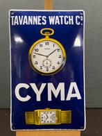 Emaille reclamebordje CYMA watch uit 1926, Ophalen, Gebruikt, Reclamebord