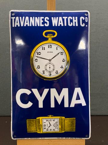 Emaille reclamebordje CYMA watch uit 1926 beschikbaar voor biedingen