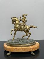 Antieke bronzen ridder te paard, Antiek en Kunst, Ophalen, Brons