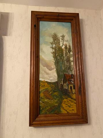 Schilderij in eiken kader beschikbaar voor biedingen